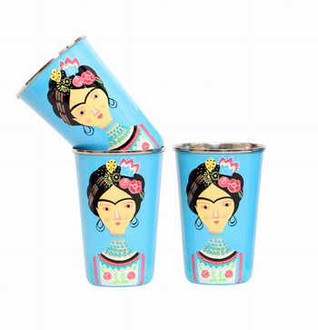 Steel Tumbler Big-Lady Rose Blue ( set of 3 )