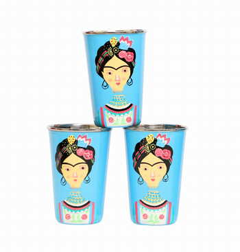 Steel Tumbler Big-Lady Rose Blue ( set of 3 )