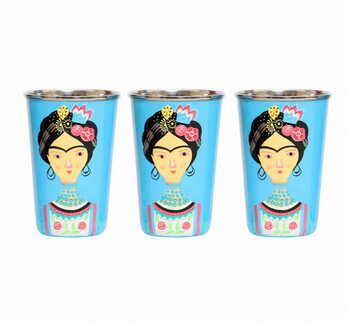 Steel Tumbler Big-Lady Rose Blue ( set of 3 )