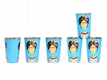 Steel Tumbler Big-Lady Rose Blue ( set of 6 )