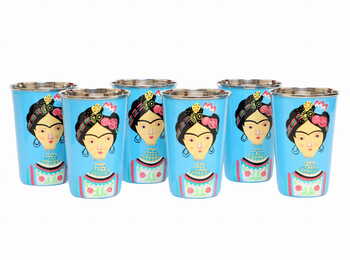 Steel Tumbler Big-Lady Rose Blue ( set of 6 )