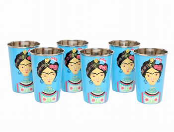 Steel Tumbler Big-Lady Rose Blue ( set of 6 )