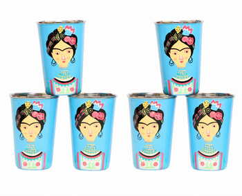 Steel Tumbler Big-Lady Rose Blue ( set of 6 )