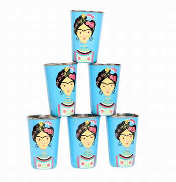 Steel Tumbler Big-Lady Rose Blue ( set of 6 )