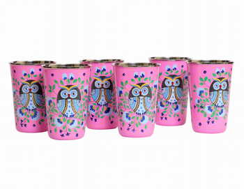 Steel Tumbler Big-Owl Eye Pink ( set of 6)