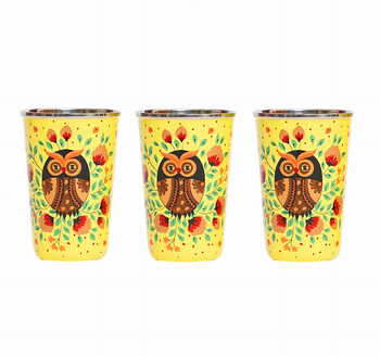 Steel Tumbler Big-Owl Eye Yellow ( set of 3 )