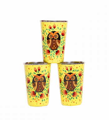 Steel Tumbler Big-Owl Eye Yellow ( set of 3 )