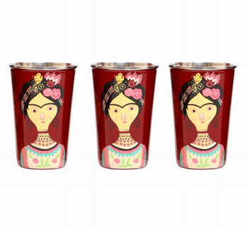 Steel Tumbler Big-Lady Rose Maroon ( set of 3 )