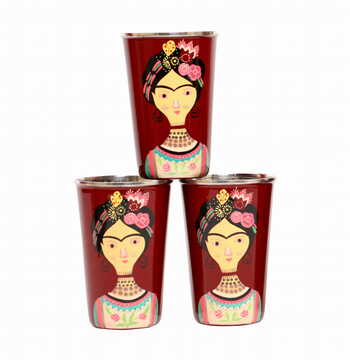 Steel Tumbler Big-Lady Rose Maroon ( set of 3 )