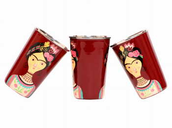 Steel Tumbler Big-Lady Rose Maroon ( set of 3 )