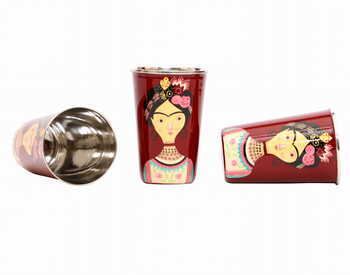 Steel Tumbler Big-Lady Rose Maroon ( set of 3 )