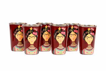 Steel Tumbler Big-Lady Rose Maroon ( set of 6 )