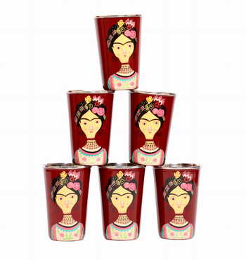 Steel Tumbler Big-Lady Rose Maroon ( set of 6 )