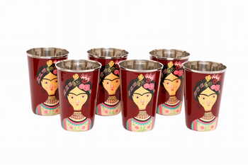 Steel Tumbler Big-Lady Rose Maroon ( set of 6 )