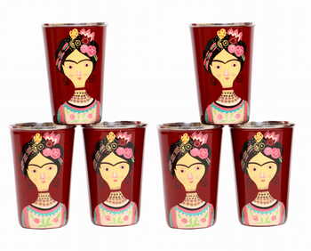 Steel Tumbler Big-Lady Rose Maroon ( set of 6 )