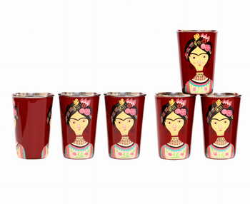 Steel Tumbler Big-Lady Rose Maroon ( set of 6 )