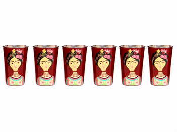 Steel Tumbler Big-Lady Rose Maroon ( set of 6 )