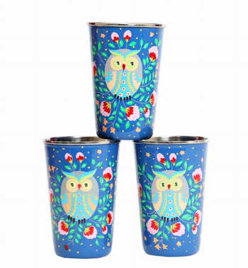 Steel Tumbler Big-Owl Eye Blue ( set of 3)