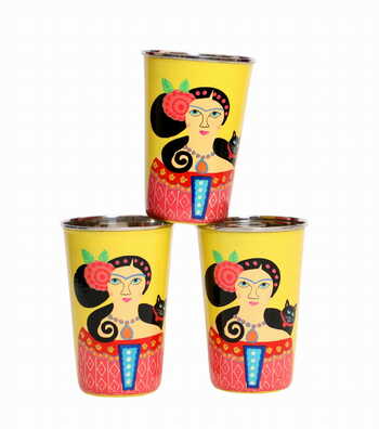 Steel Tumbler Big-Lady Set Yellow ( set of 3 )