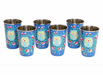 Steel Tumbler Big-Owl Eye Blue ( set of 6 )