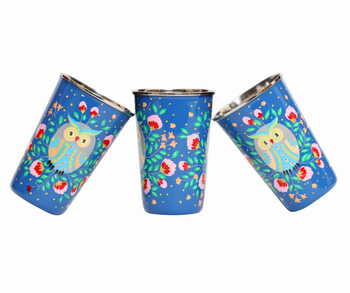 Steel Tumbler Big-Owl Eye Blue ( set of 3)