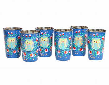 Steel Tumbler Big-Owl Eye Blue ( set of 6 )