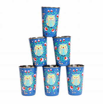 Steel Tumbler Big-Owl Eye Blue ( set of 6 )