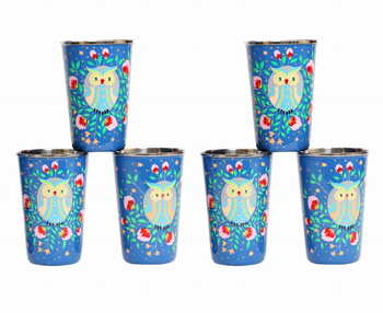 Steel Tumbler Big-Owl Eye Blue ( set of 6 )