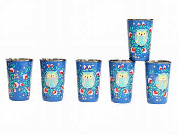 Steel Tumbler Big-Owl Eye Blue ( set of 6 )