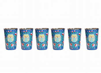 Steel Tumbler Big-Owl Eye Blue ( set of 6 )