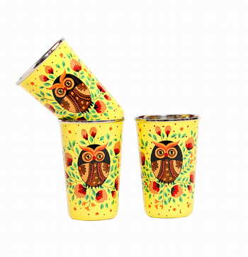 Steel Tumbler Big-Owl Eye Yellow ( set of 3 )