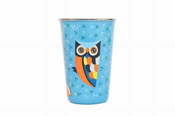 Stainless Steel Tumbler Big - Owl Feather Blue