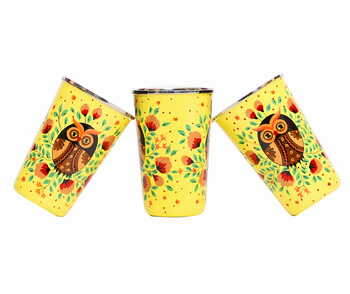 Steel Tumbler Big-Owl Eye Yellow ( set of 3 )