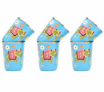 Steel Tumbler Small-ELEPHANT STAR-Blue ( set of 6 )