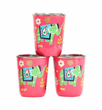 Steel Tumbler Small-ELEPHANT STAR-Pink ( set of 3 )