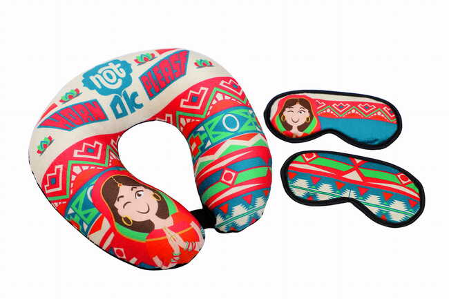 Neck Pillows & Eye Masks Combo - ( Two Eye Masks ) - Horn Not Ok Please