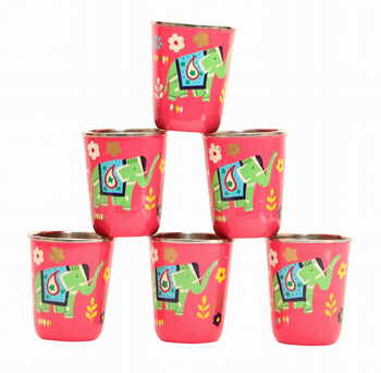 Steel Tumbler Small-ELEPHANT STAR-Pink ( set of 6 )