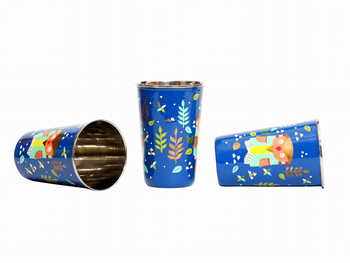 Steel Tumbler Big-Owl Tie Blue ( set of 3 )