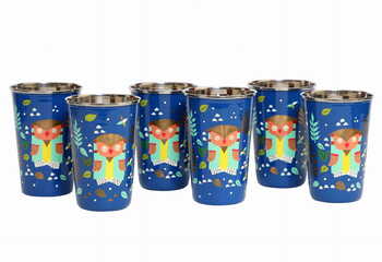 Steel Tumbler Big-Owl Tie Blue ( set of 6 )