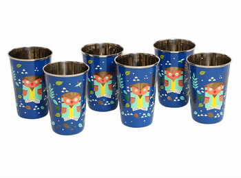 Steel Tumbler Big-Owl Tie Blue ( set of 6 )