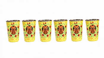 Steel Tumbler Big-Owl Eye Yellow ( set of 6 )