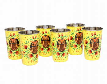 Steel Tumbler Big-Owl Eye Yellow ( set of 6 )