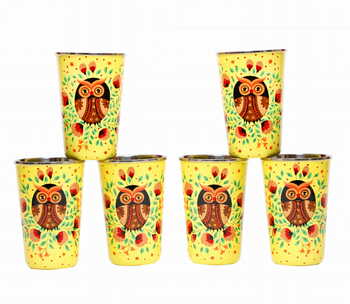 Steel Tumbler Big-Owl Eye Yellow ( set of 6 )