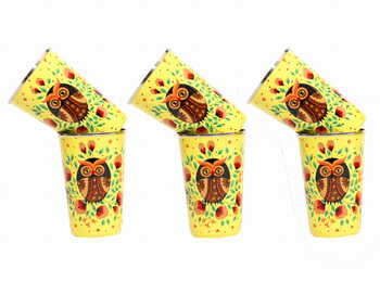 Steel Tumbler Big-Owl Eye Yellow ( set of 6 )