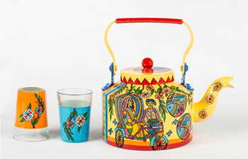 Kettle Set - Indian Madhubani Rickshaw