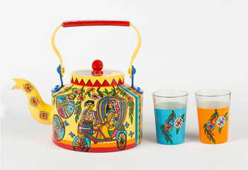 Kettle Set - Indian Madhubani Rickshaw