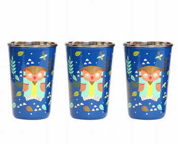 Steel Tumbler Big-Owl Tie Blue ( set of 3 )