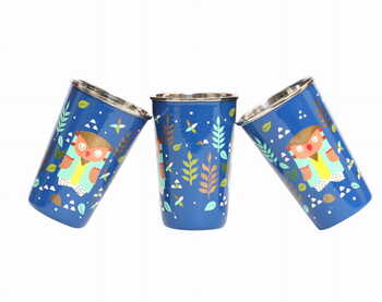 Steel Tumbler Big-Owl Tie Blue ( set of 3 )