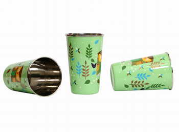 Steel Tumbler Big-Owl Tie Green ( set of 3 )