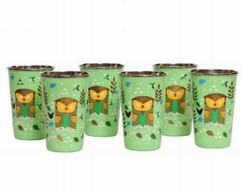 Steel Tumbler Big-Owl Tie Green ( set of 6 )